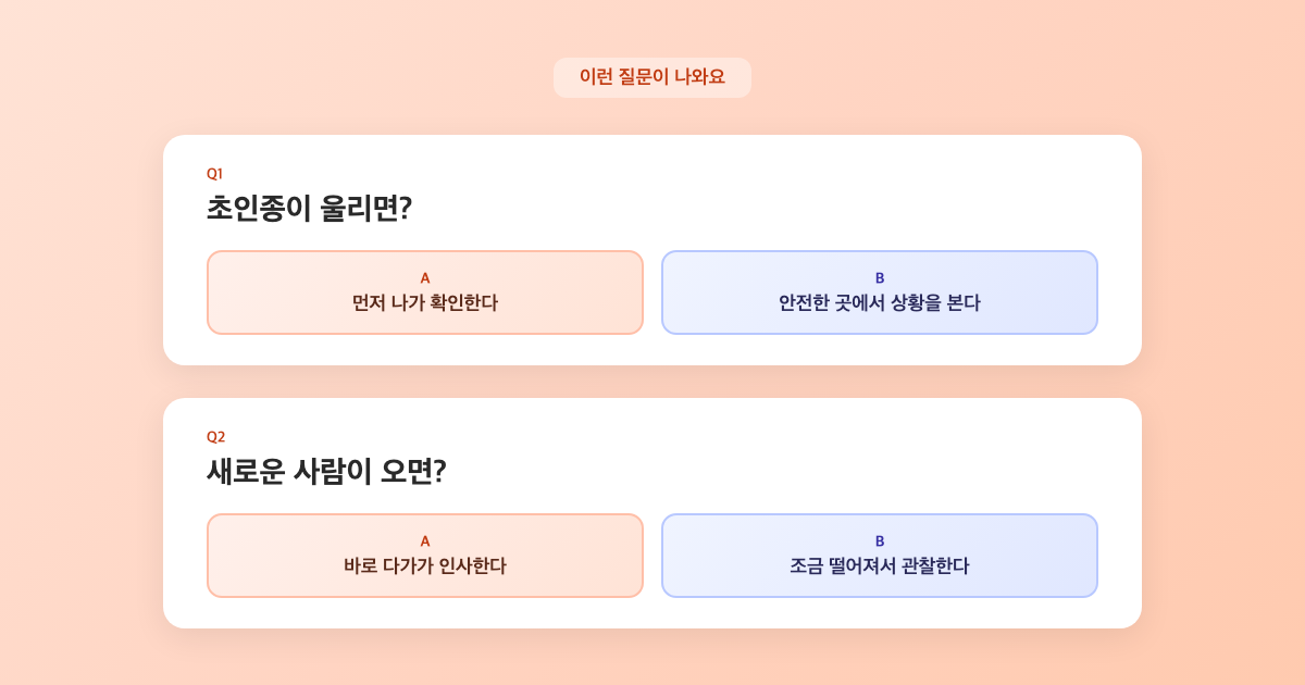 반려동물 MBTI 테스트 질문 미리보기